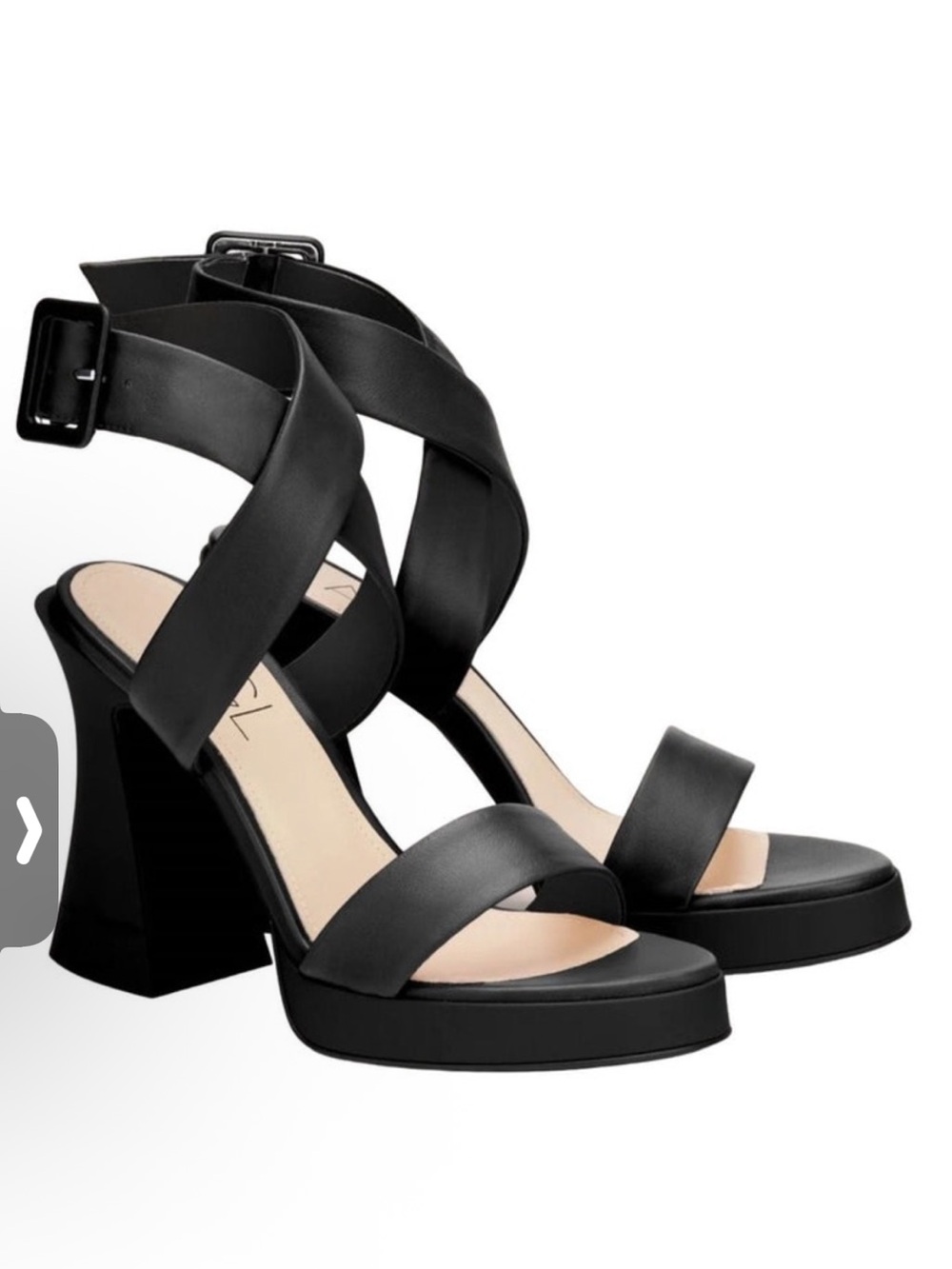Agl Black Crisscross Platform Sandal with Ankle Buckle